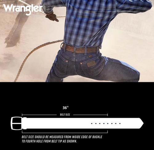 Wrangler Men’s Leather Country Casual Every Day Dress Belt for Jeans,Brown 36