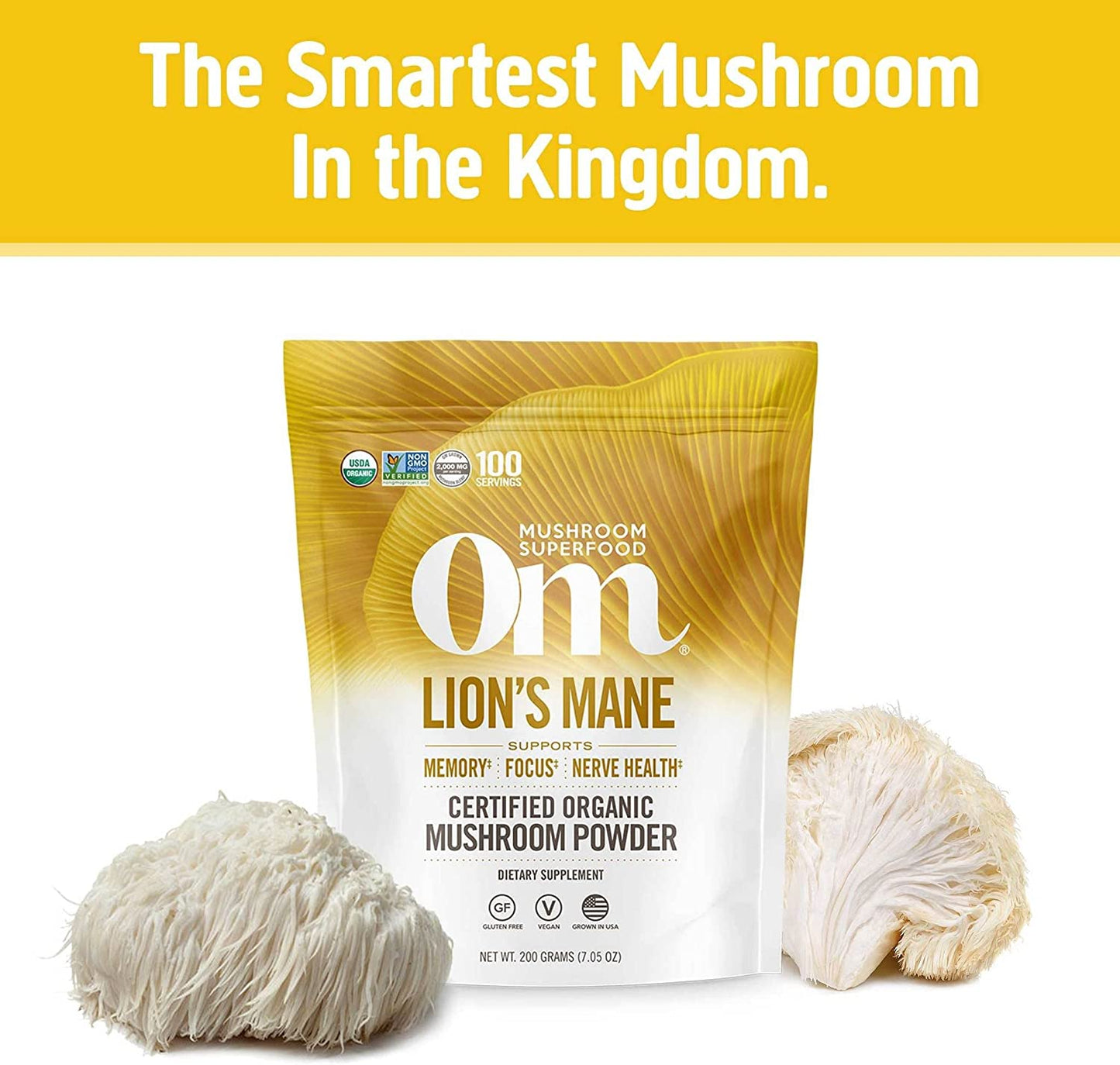 Om Lion's Mane Organic Mushroom Powder - 7.05 Oz