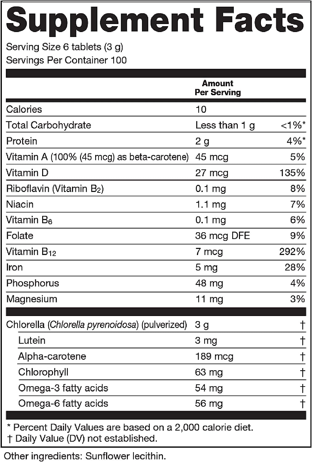 Sun Chlorella A Tablets, 500 mg, 600 Count