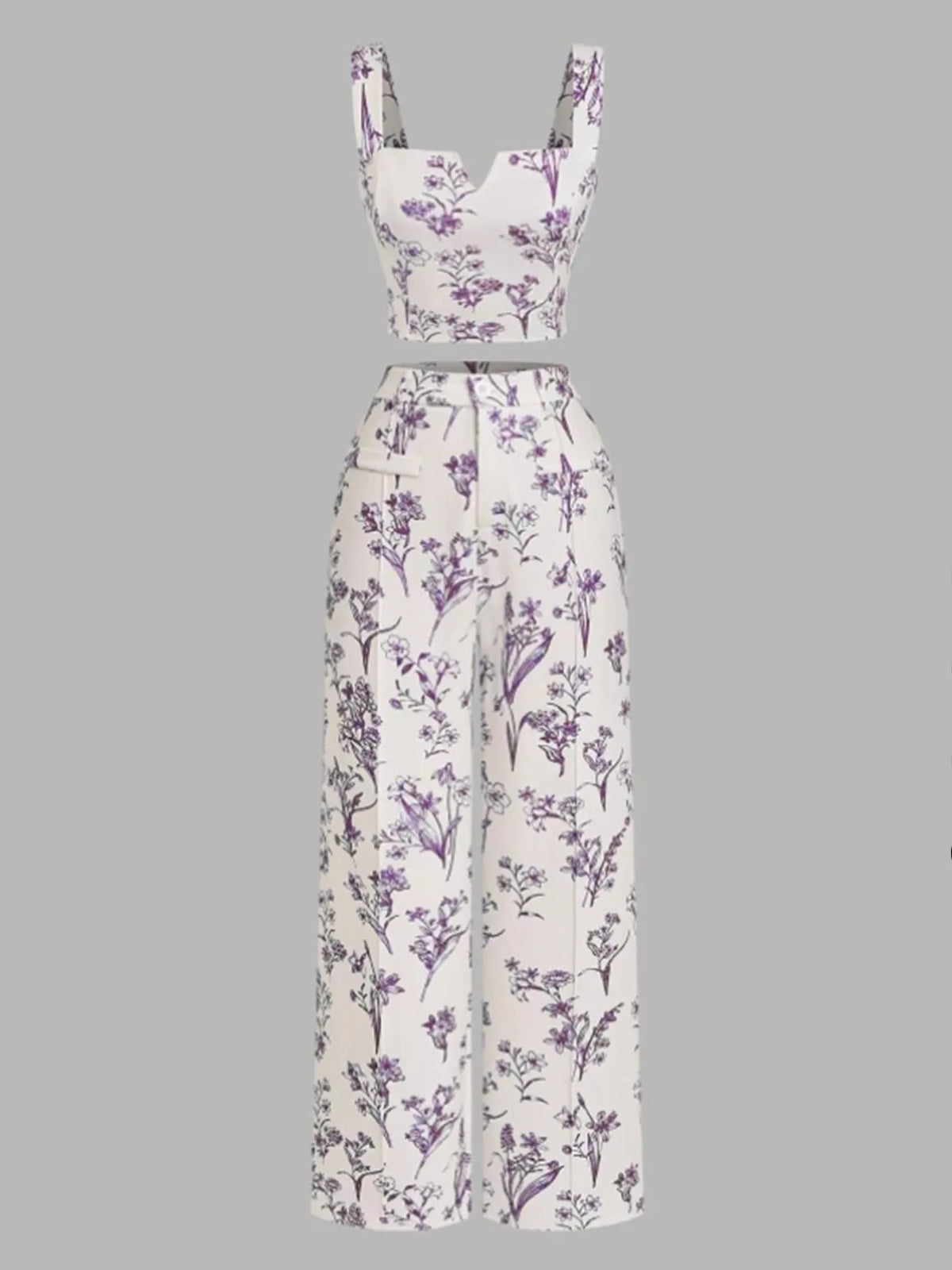 Floral Print Cami Top & Wide Leg Pants Set