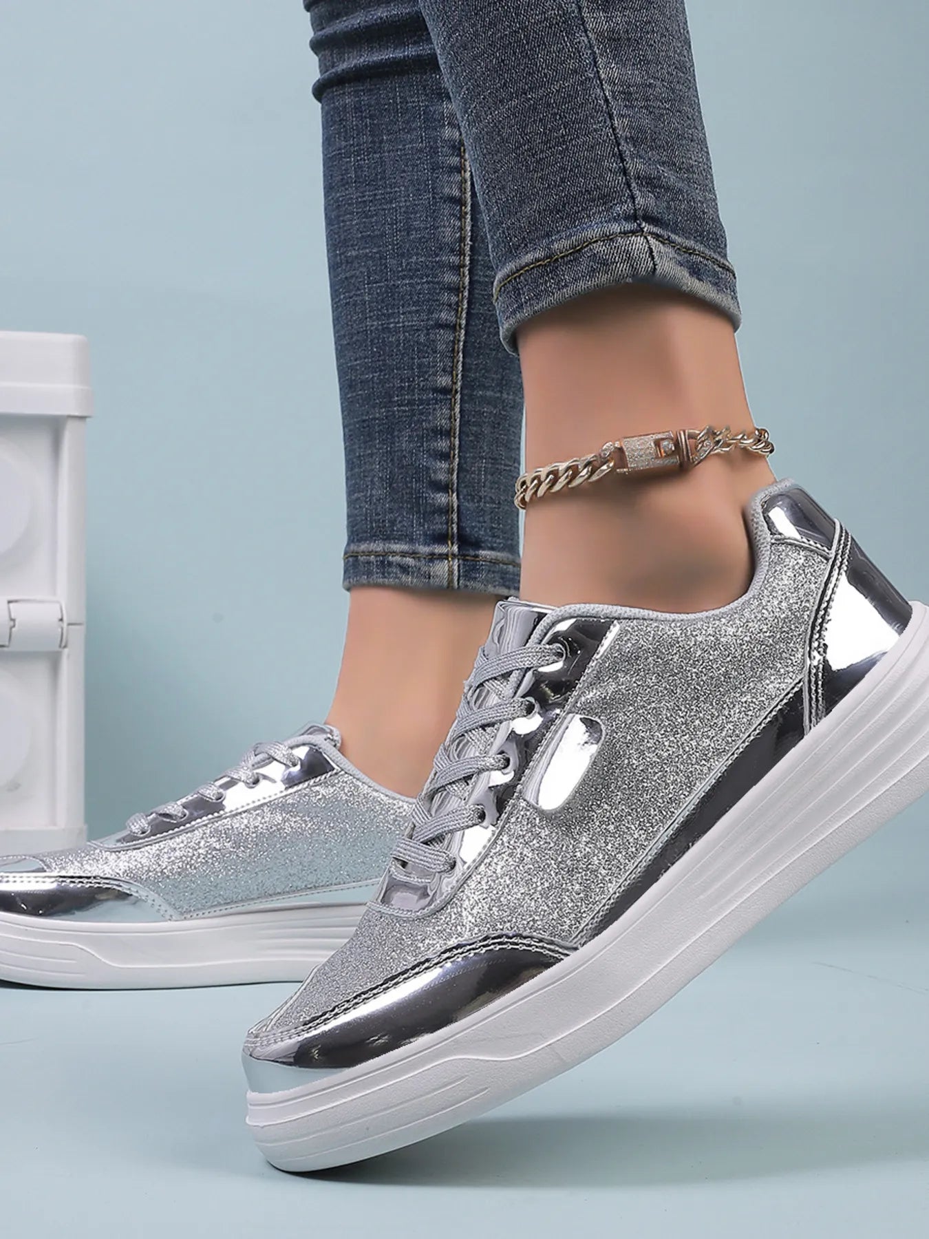 Glitter Metallic Platform Sneakers