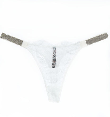 Rhinestone Lace Underwear Women's T-back