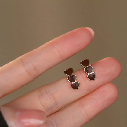 Triple Heart Stud Earrings