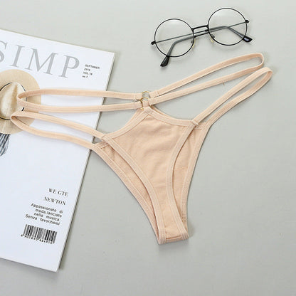 Sheer Bikini Strap Cutout Triangle Low Waist Women's Panties
