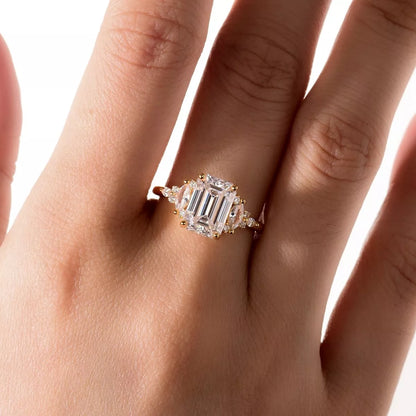 3 Carat Moissanite 925 Sterling Silver Rectangle Ring