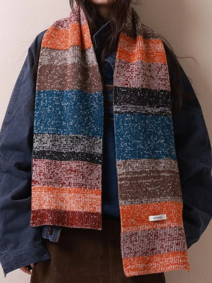 100% Wool Color Block Knitted Scarf