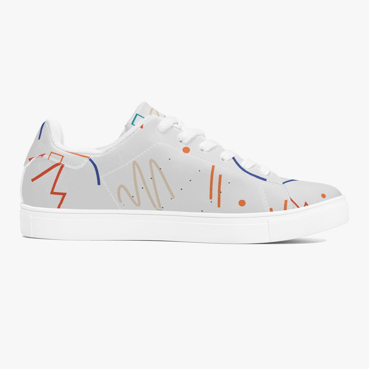 SHO-016GY-24 Classic Leather Sneakers - White Gray