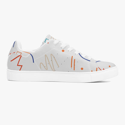 SHO-016GY-24 Classic Leather Sneakers - White Gray