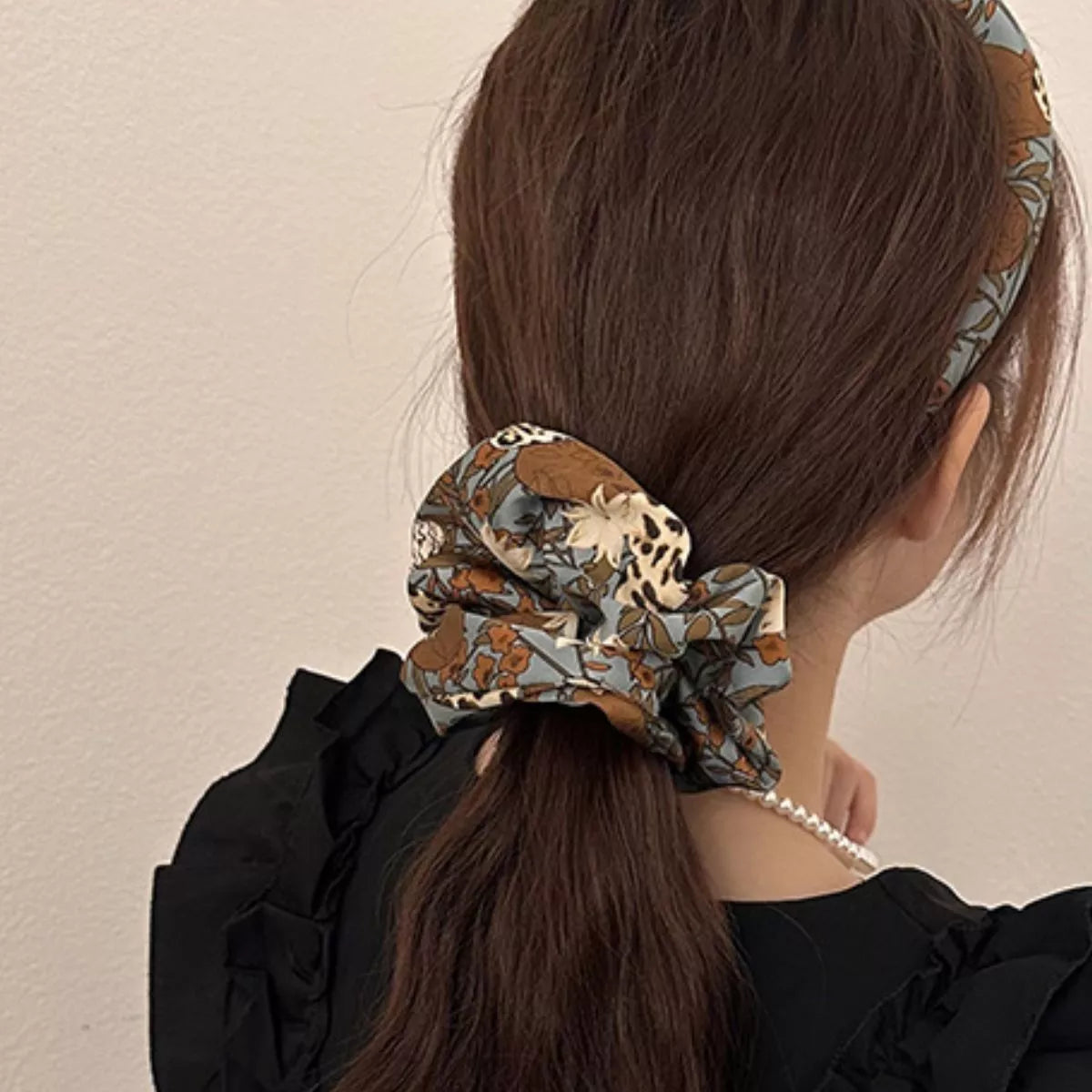 3-Piece Floral Print Hair Scrunchies Set