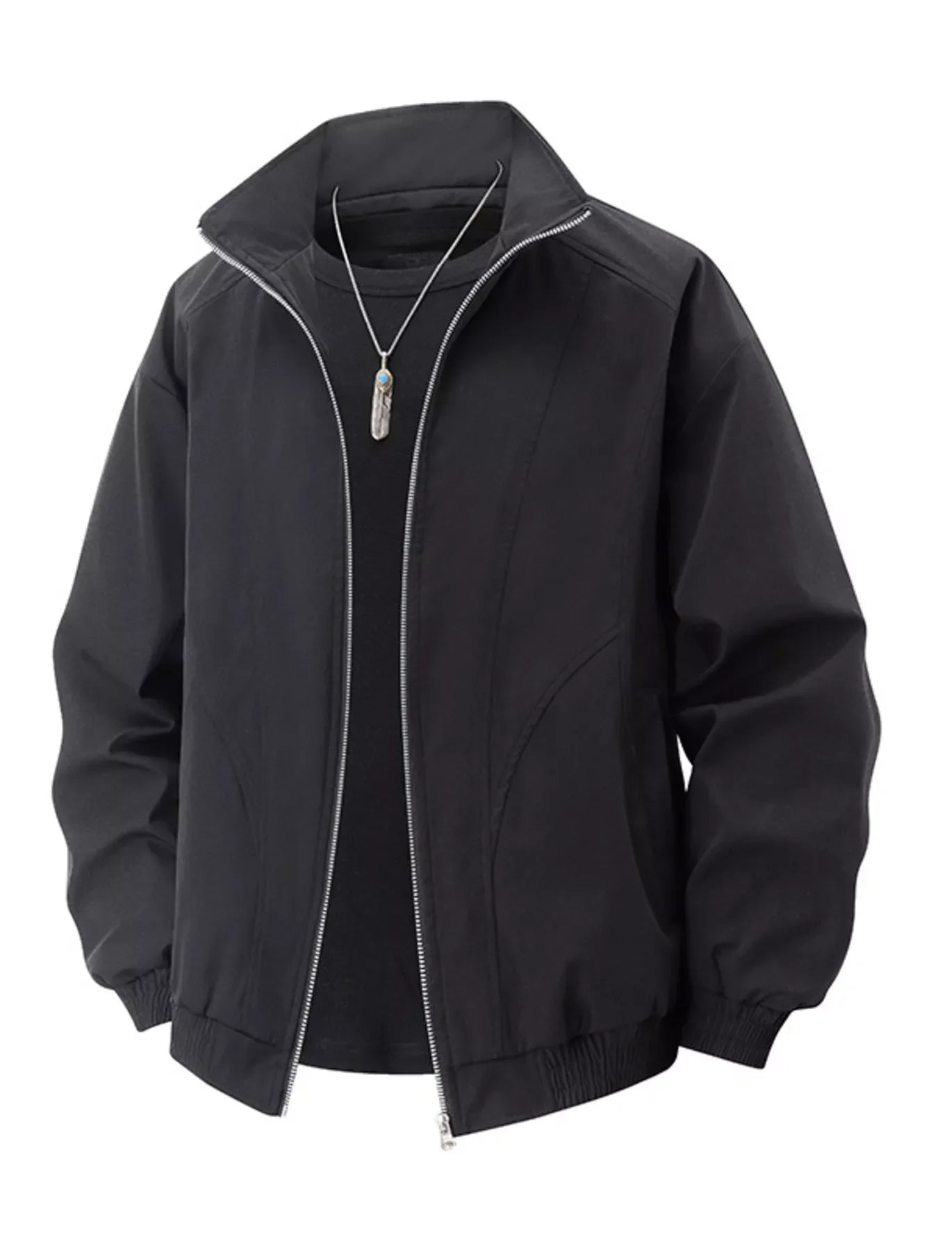 Men's Plus Size Stand Collar Zip Up Jacket