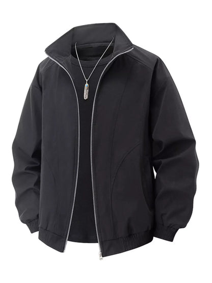 Men's Plus Size Stand Collar Zip Up Jacket