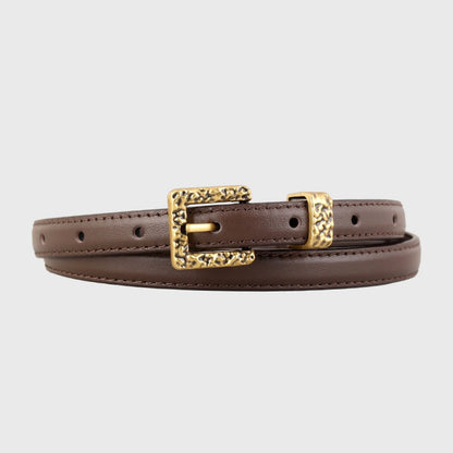 Skinny Leather Belt with Buckle
