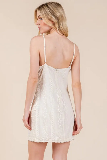 GeeGee Lace Detail Adjustable Strap Mini Cami Dress