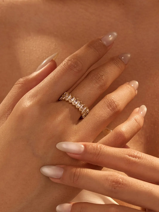 18K Gold-Plated Stainless Steel Zircon Ring
