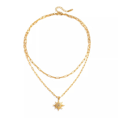 18K Gold-Plated Double Layered Pendant Necklace