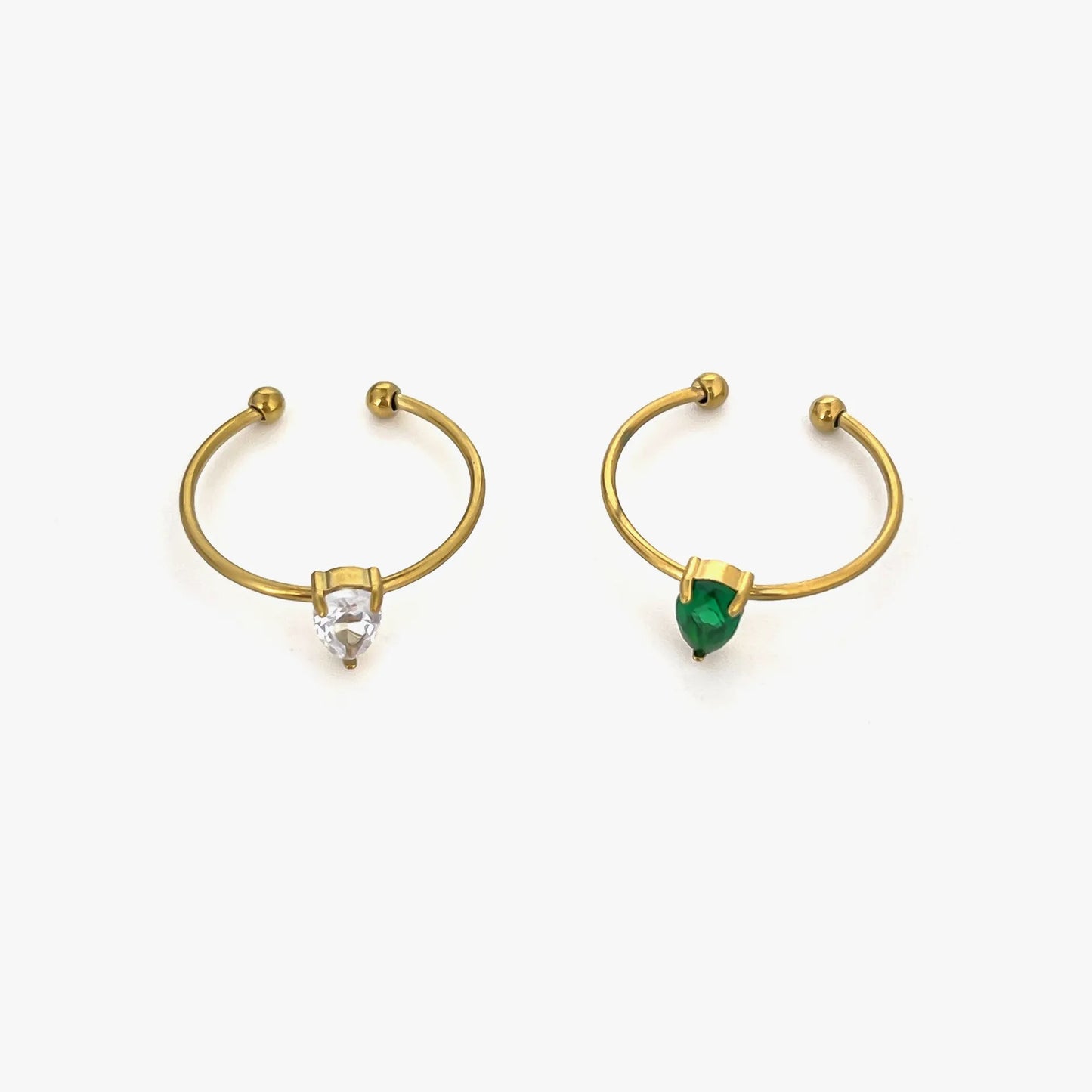 2-Piece 18K Gold-Plated Inlaid Zircon Open Ring