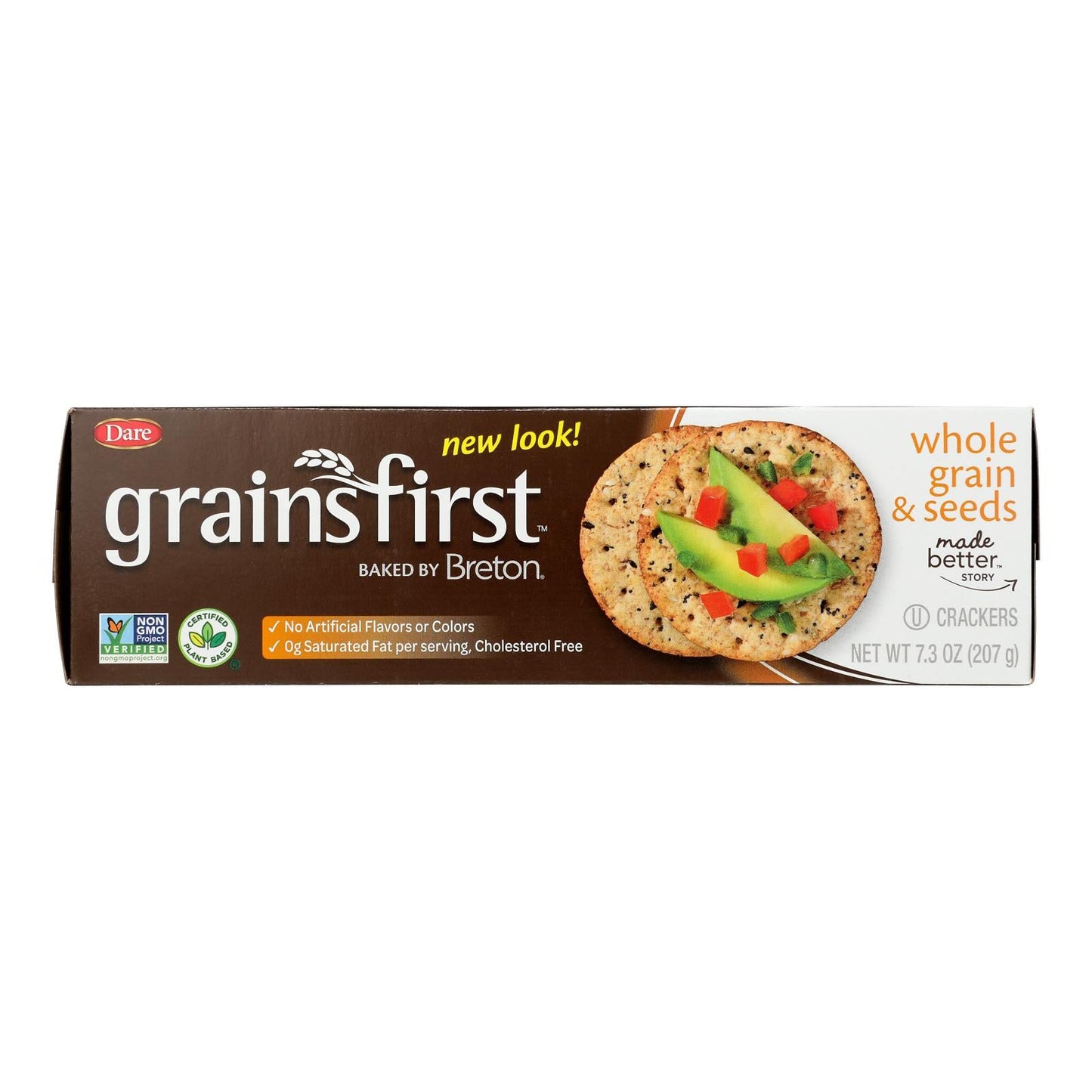 Dare Breton Grainsfirst Whole Grain Crackers, 7.3 oz., Case of 12