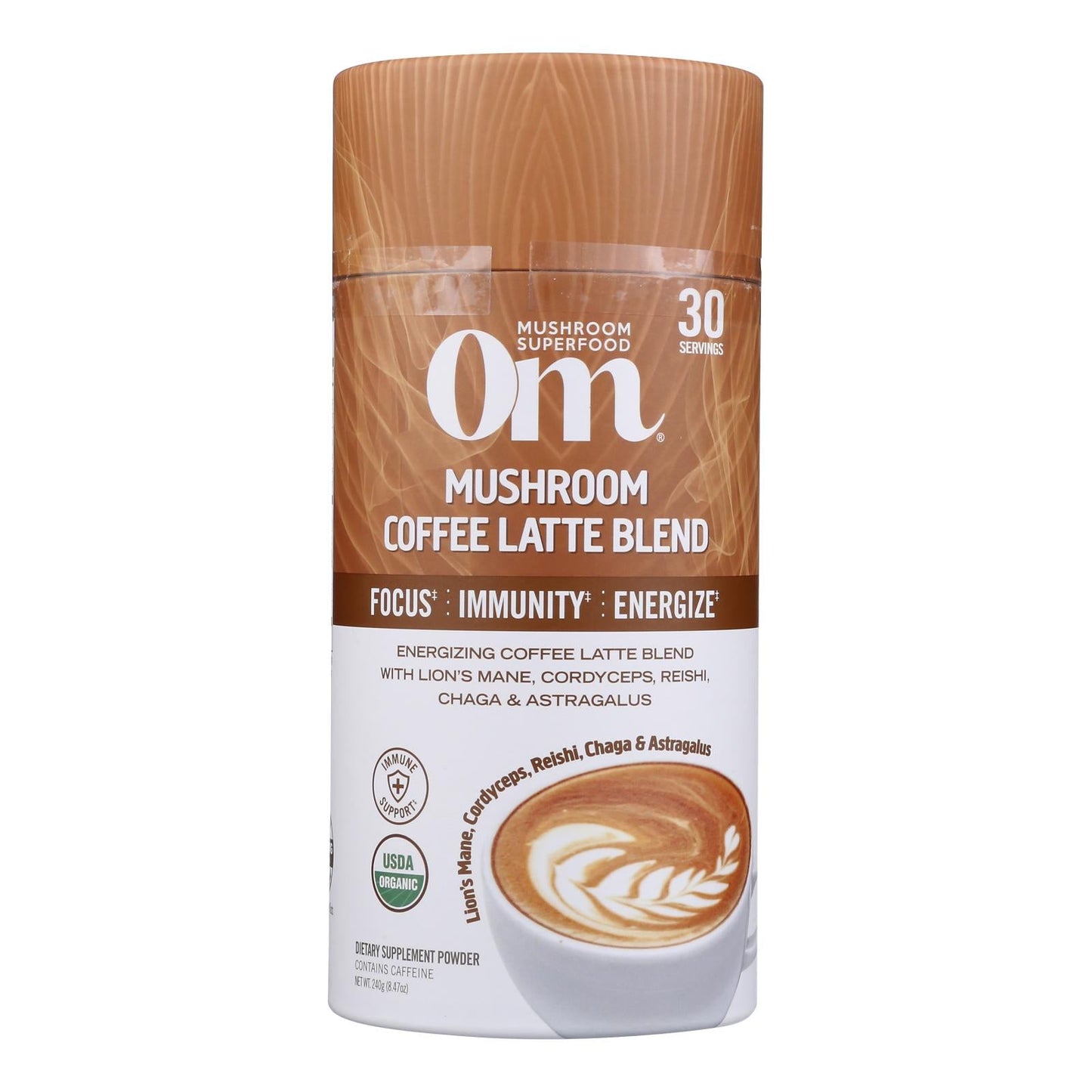 Om Mushroom Superfood Coffee Latte Blend, 8.47 oz.