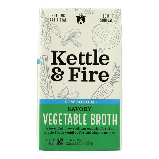 Kettle and Fire - Low Sodium Vegetable Broth (Pack of 6 - 32 oz.)