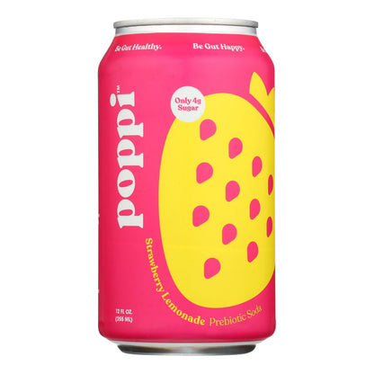 Poppi Prebiotic Soda: Strawberry Lemon (Pack of 12)