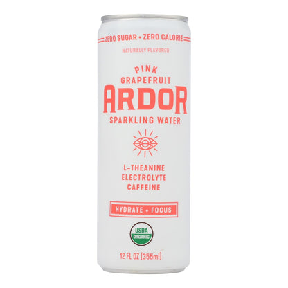 Ardor Sparkling Pink Grapefruit Water, 12 Fl Oz (Pack of 12)