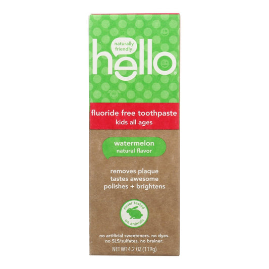 Hello Products LLC Toothpaste Natural Watermelon Flavor Free, 6-Pack 4.2oz