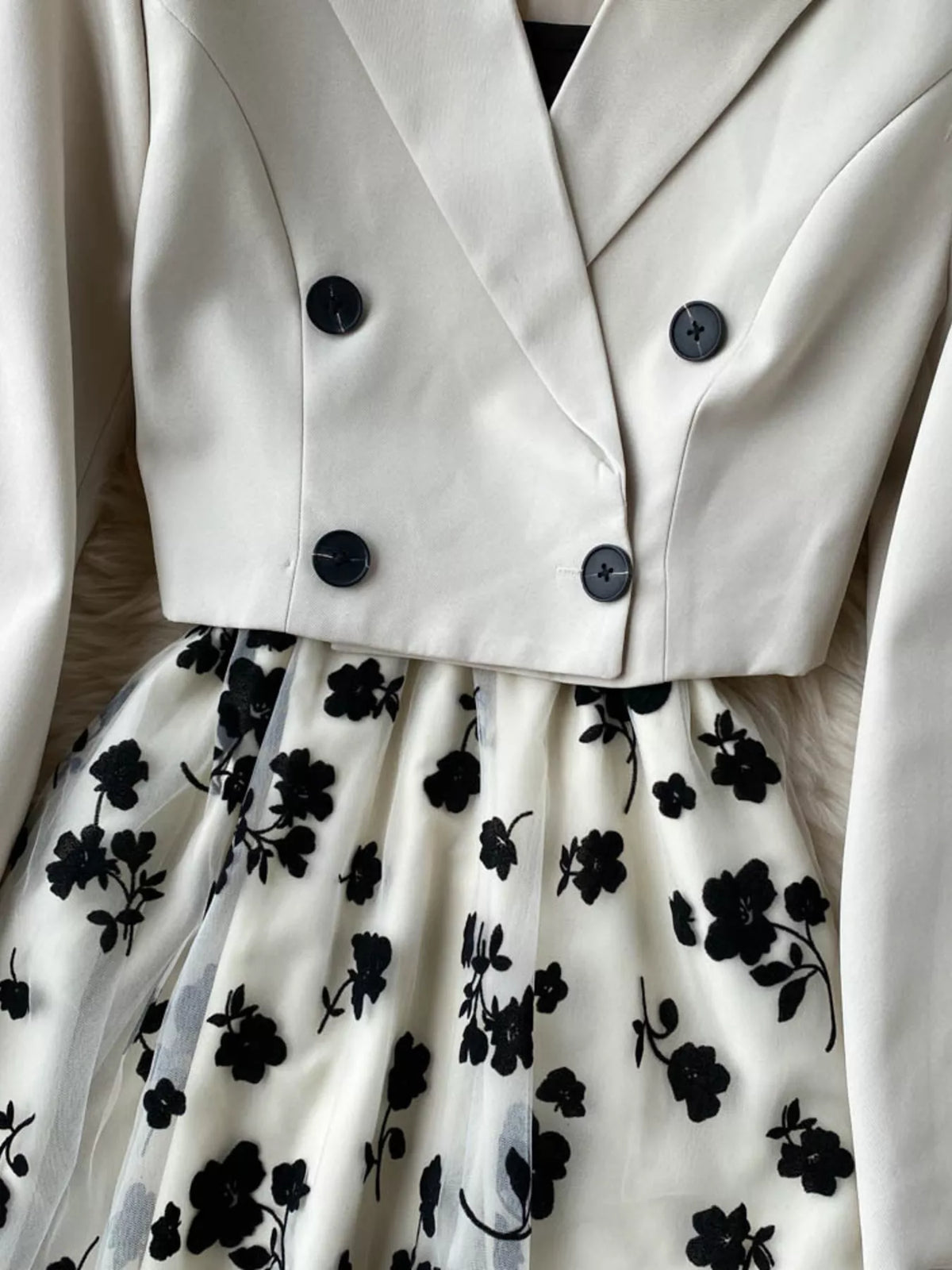Floral Mesh Dress & Blazer Set