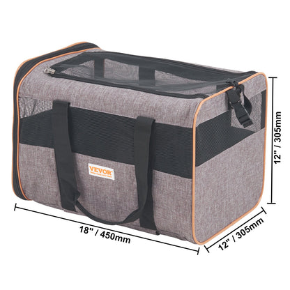 VEVOR Cat Carrier With Wheels, Airline Approved Rolling Pet Carrier With Telescopic Handle And Shoulder Strap, Dog Carrier With Wheels For Pets Under 22 Lbs, With 1 Folding Bowl, Grey