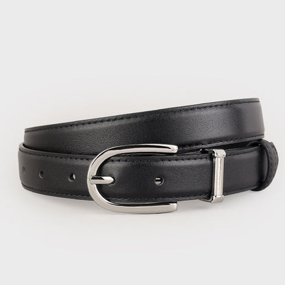 Classic Leather Belt with Silver Buckle