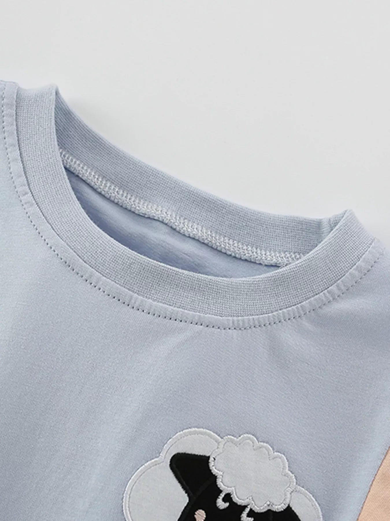 Children's Sheep Color Block Tee and Shorts Set