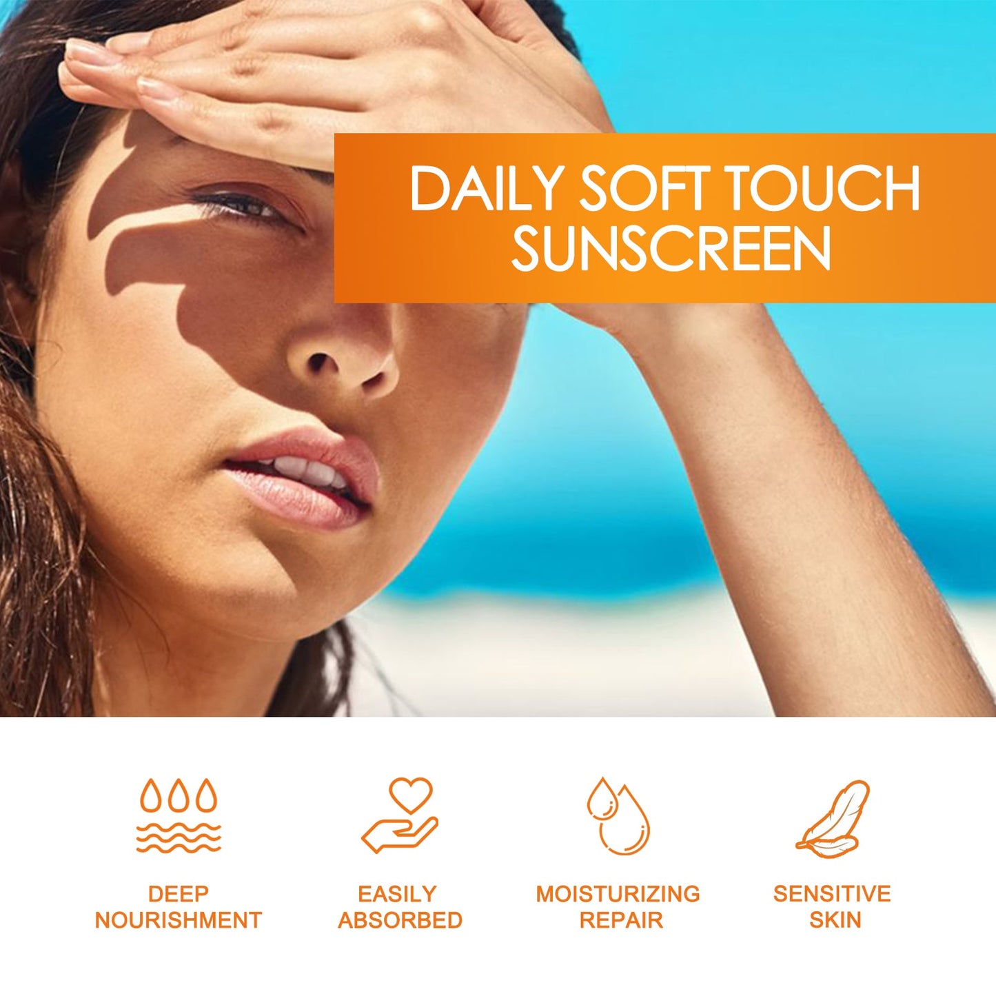 OUHOE Daily Soft Touch Sunscreen, Gentle Facial Body Skin Non-Sticky Non-Fake White Protection Moisturizing Anti-Uv Cream