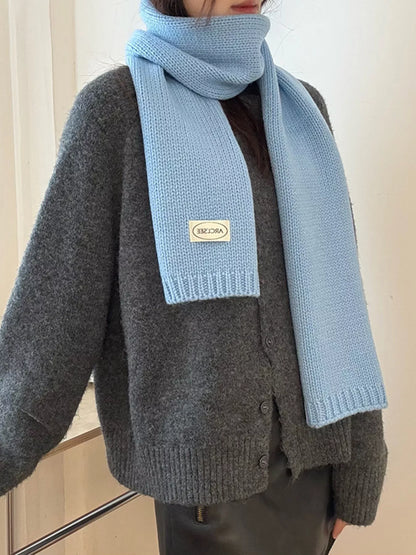 Solid Color Knitted Winter Scarf