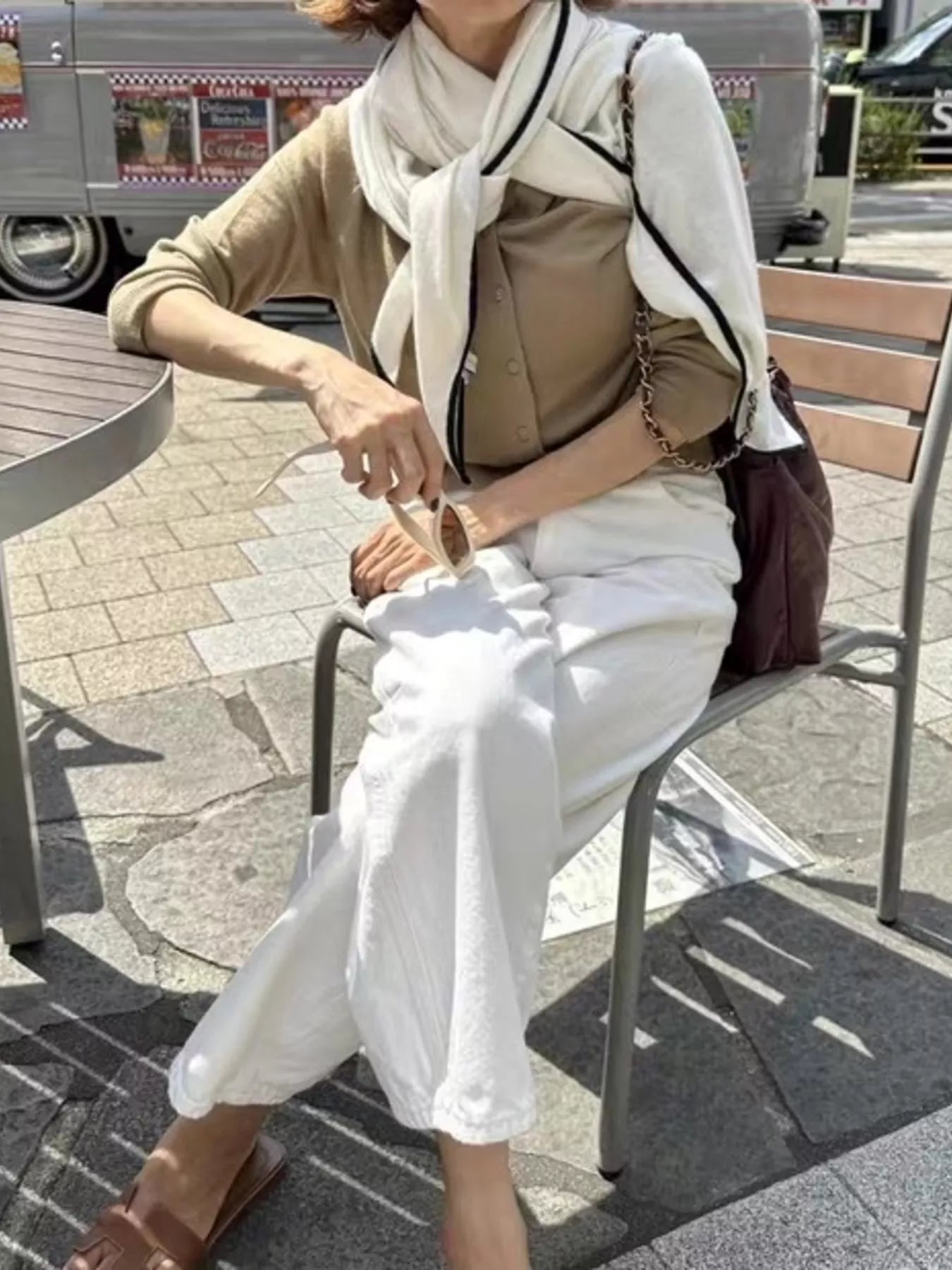 100% Wool Contrast Trim Scarf