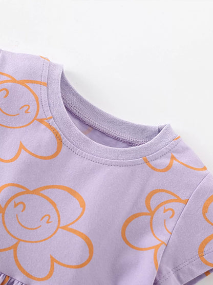 Children's Flower Print Casual Dress