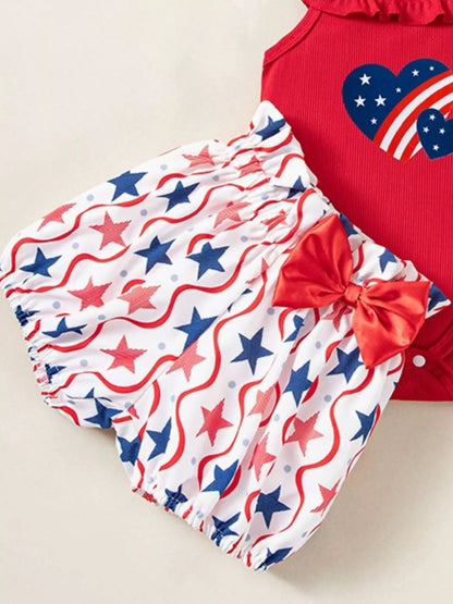 Children's Patriotic Star Print Outfit Set