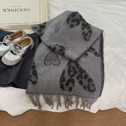 Leopard Heart Warm Scarf
