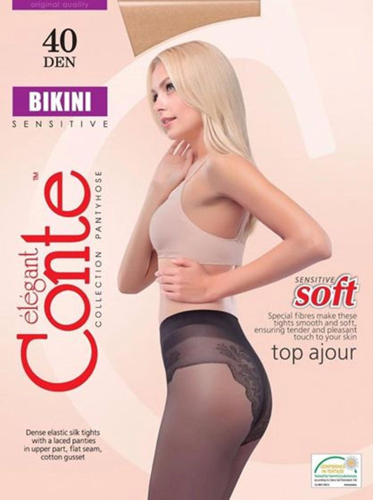 Conte Bikini Soft 40 Den - Classic Women's Tights with a Laced Panties (8С-47СП)