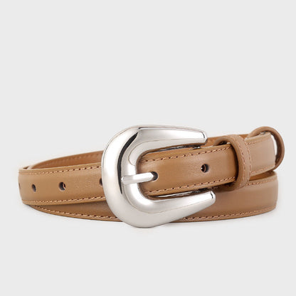 Leather Belt with Silver Buckle
