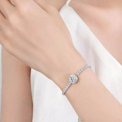 1 Carat Moissanite 925 Sterling Silver Chain Bracelet