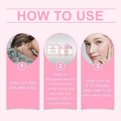 Hoygi Pink Rose Clay Mask, Gently Cleanses The Face, Hydrates, Moisturizes And Moisturizes The Skin