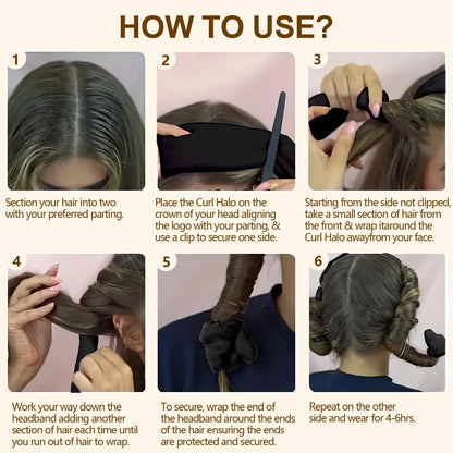 Satin Heatless Hair Curler, Lazy Natural Soft Wave DIY Heatless Curls For Sleep In Overnight, For All Hair Types - Black