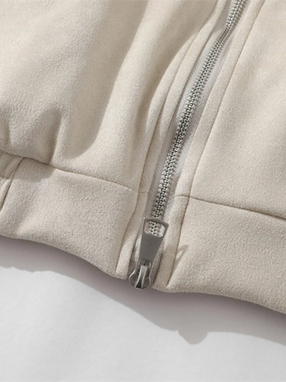 Men's Letter Zip Up Long Sleeve Hoodie