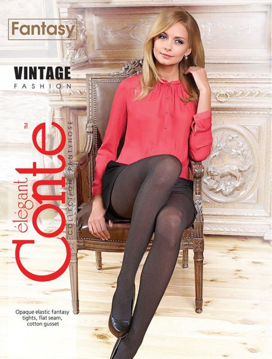 Conte Vintage 70 Den - Fantasy Mélange Women's Tights with mesh pattern (14С-95СП)