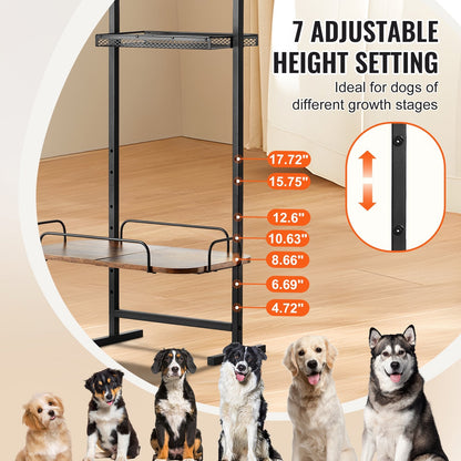 Pet Feeding Station With Storage Dog Food Toy Organizer Raised Dog Bowls