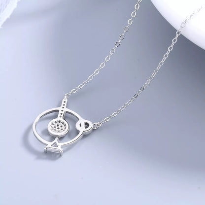 925 Sterling Silver Zircon Geometric Pendant Necklace