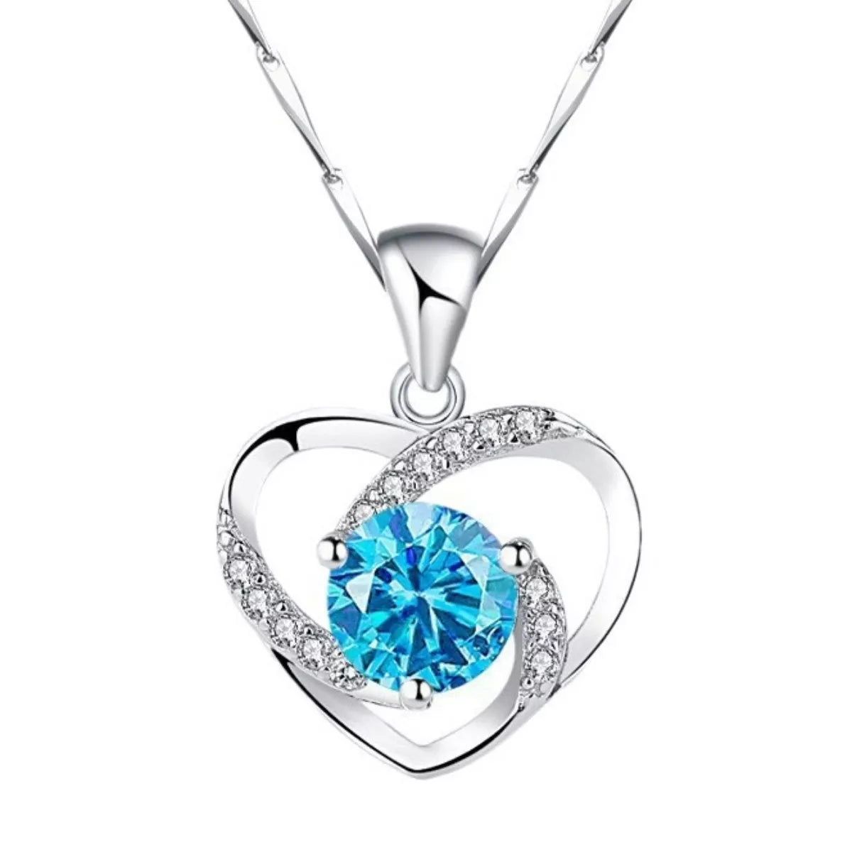 925 Sterling Silver Zircon Heart Necklace