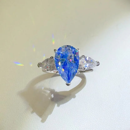 2 Carat 925 Sterling Silver Moissanite Teardrop Shape Ring