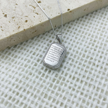 925 Sterling Silver Rectangle Pendant Necklace