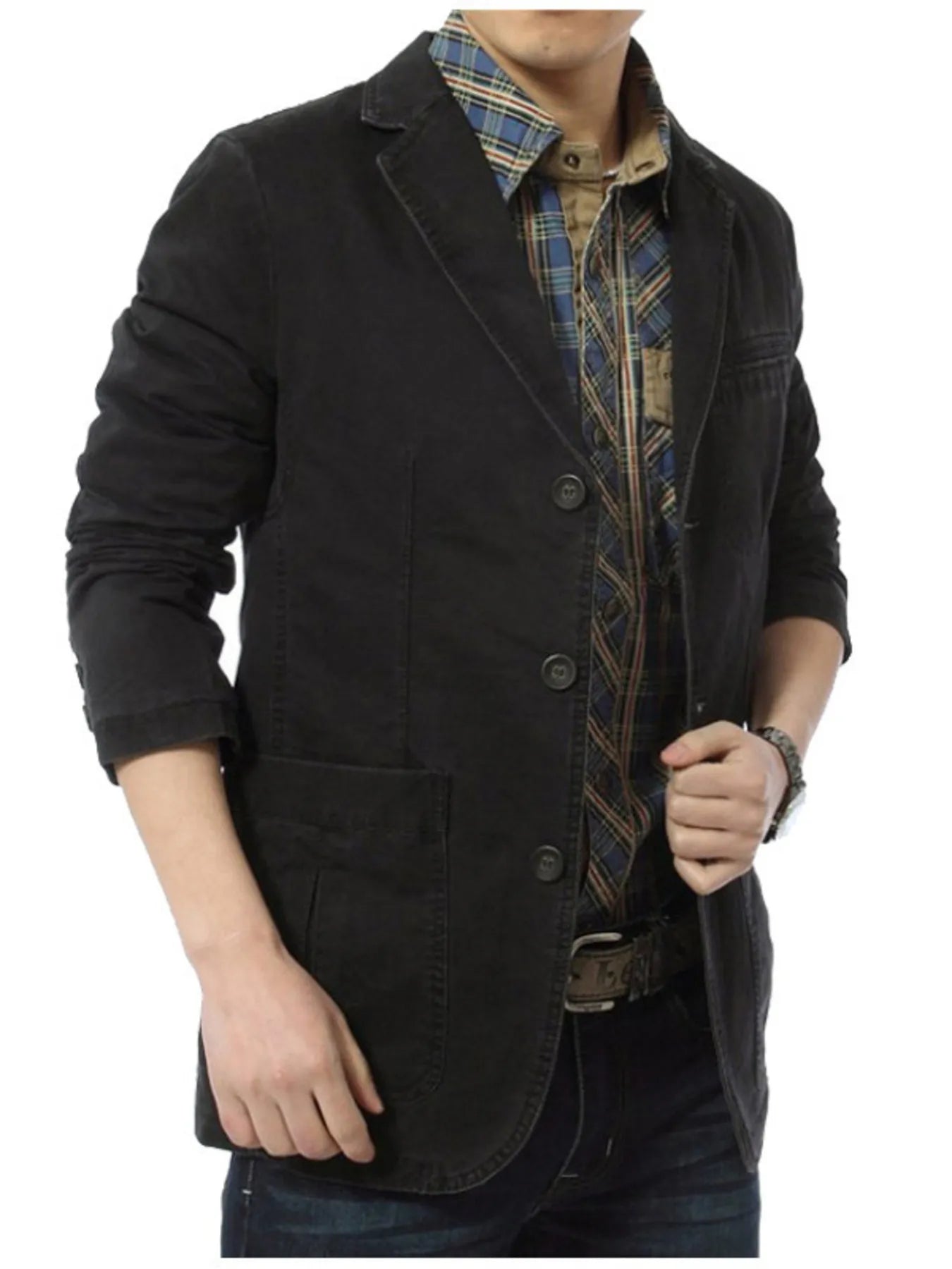 Men's Plus Size Lapel Collar Button Up Blazer