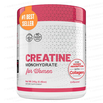 Creatine Monohydrate For Women With Collagen & BCAA, 5000mg Creatine, Unflavored, No Sugar, Supports Glutes, Skin & Recovery, Women Creatine Supplement